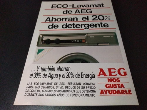 (pb750) Publicidad Clipping Lavarropas Aeg