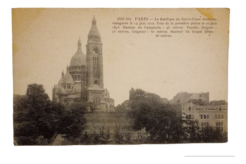 Tarjeta Postal Antigua París La Basílique Du Sacre Coeur Fra