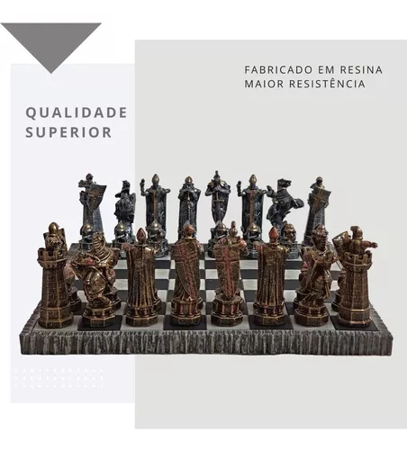 Jogo De Xadrez Bruxo Tabuleiro Jogo Completo Medieval Resina