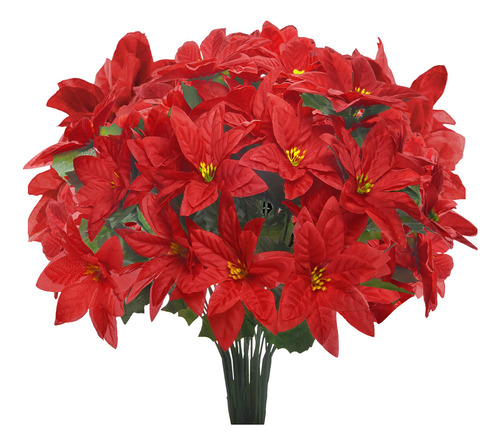 Dolicer 6 Flor Artificial Pascua Roja Arbusto Navidad 15 