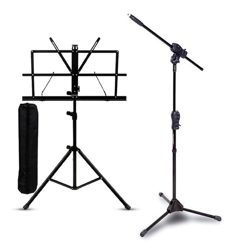 Kit Pedestal De Microfone Stagg + Estante Partitura Oferta!