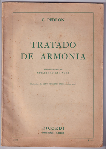 Carlos Pedrón Tratado De Armonía Primera Parte Libro Usado