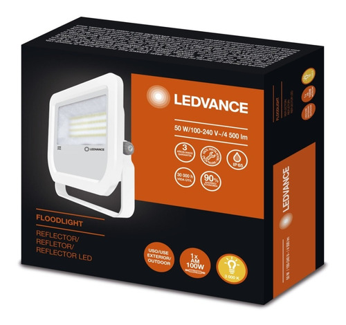 Paquete 10 Reflectores Led 50w Blanco Ledvance Luz De Día