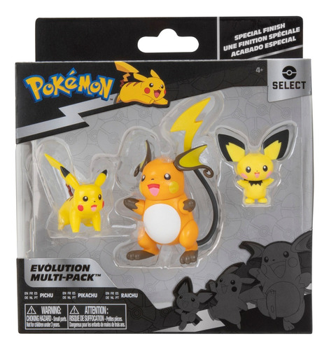 Figuras Pokémon Multi Pack X3 Evolucion Pikachu Pichu Raichu