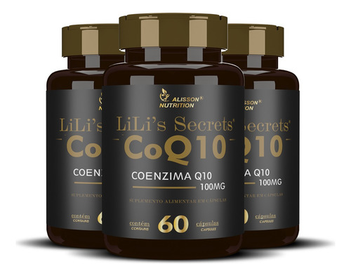Coenzima Q10 Lilis Secrets 180 Cápsulas Líquidas Softgels Sabor Sem Sabor