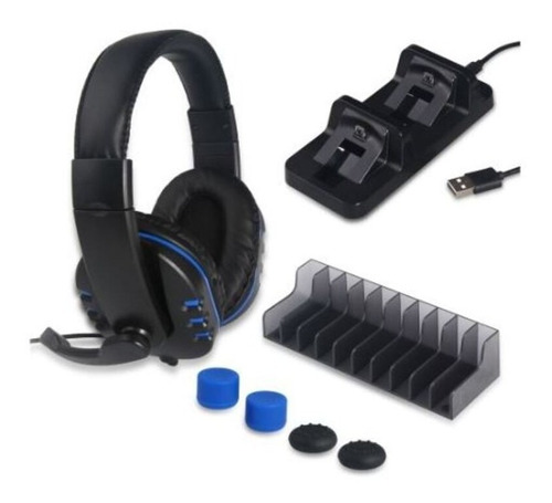 Combo Gamer Pack 5 En 1 Diadema Audífonos Soporte Carga 