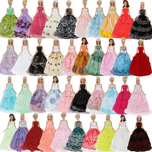 Kit Atacado 5 Vestidos De Princesa Para Boneca Barbie