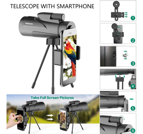 Yanovate Telescopio Monocular 12x50, Monocular De Alta Defin