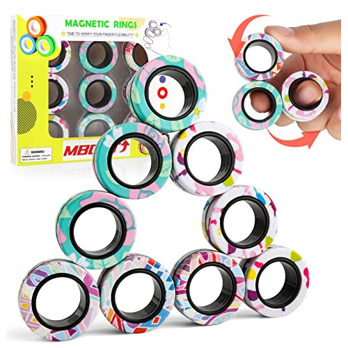 9pcs Finger Magnet Rings Fidget Toys, Magnetic For Adhd...
