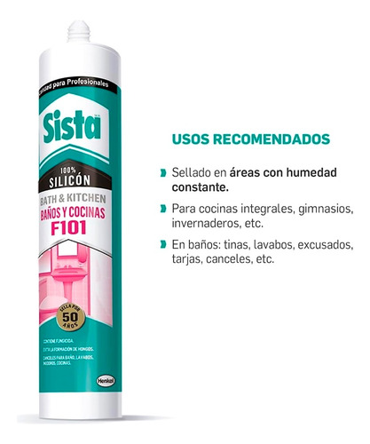 Sista F101 Silicón Baños Y Cocinas Transparente 300 Ml