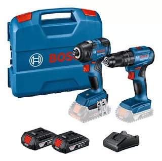 Combo Bosch: 1 Taladro Percutor Atornillador Inalámbrico Gsb 185-li Y 1 Llave De Impacto Inalámbrica Gdr 18v-200 Con Motor Brushless + 2 Baterías 18v Gba 2.0