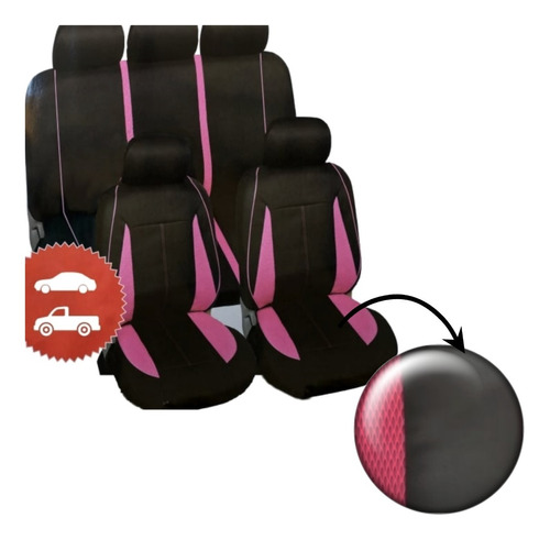 Funda Cubre Asiento Auto Para Mujer Rosado Eco Cuero /ryc