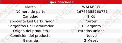 Kit De Carburador Walker C-1 Dodge L6 3.8l 1954-1955