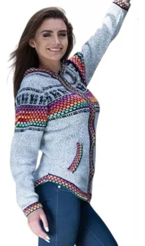 Sweater Campera Pullover Lana De Alpaca Llama Capucha Unisex