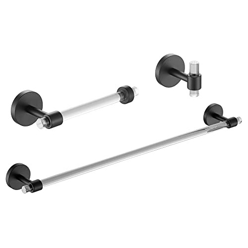 Juego De Accesorios De Baño De Acrílico Y Negro, 3 Piezas, B