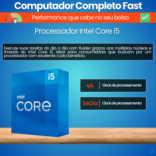 Computador Completo Bluepc Fast Intel Core I5 16gb Ram, Ssd 512gb Bivolt Monitor 20 Led Cd2e 0114fa
