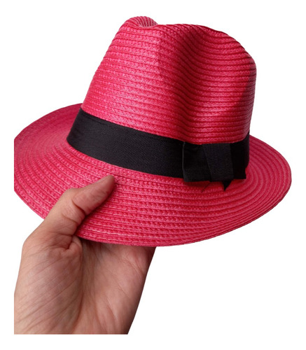 Sombrero Símil Rafia Rojo Liso Cod8050