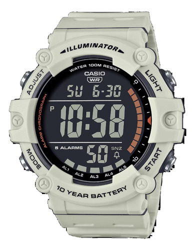 Reloj Hombre Casio Blanco Ae-1500wh-8b2 Digital Nros Grandes