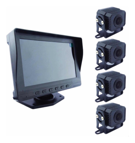 Kit Dvr C/ Pantalla 7 C/ 4 Camaras P/ Camión O Bus 9/36 V