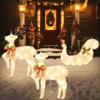Light Up Reindeer Outdoor Christmas Decorations Lighted Chri