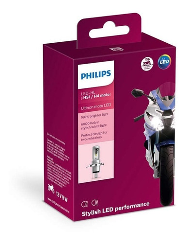 Lâmpada Moto Philips Led H4 + 130% + 1 T10 Philips