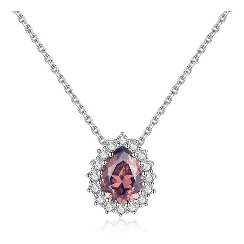 Nuevo Collar Plata Ley 925 Genuina C712 Diamante Gema Mujer