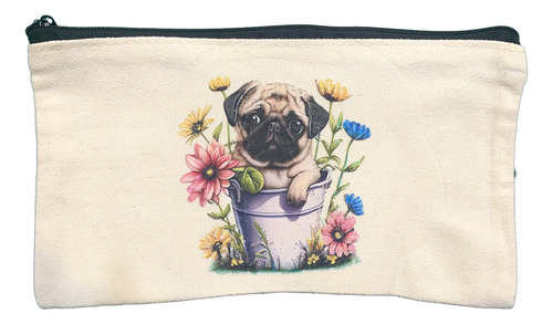 Bolsa Canvas Lápices Cosméticos Multiusos, Diseño Perro Gato