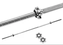 Comprar Oferta Barra Recta 1.5m Importada Cromada + 2 Seguros De Gym