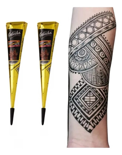 Tatuaje Temporal Pasta Tinta Cono Henna Pintura Corporal X2