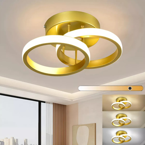 Lámpara Techo Moderna Baño Lampara Colgante, Dorado Circular