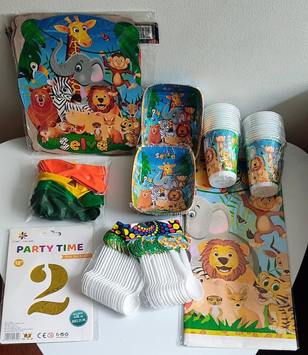 Kit Decoración Animales De La Selva, Safari Para 24 Personas