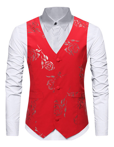 Chaleco Tipo Blazer Con Estampado Floral Cómodo Para Hombre,