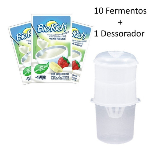 1 Dessorador Grego+ 10 Fermento Bio Rich® Original Iogurte  