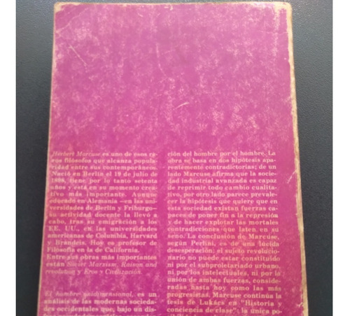 Herbert Marcuse, El Hombre Unidimensional (Usado)