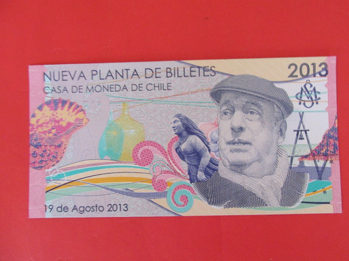 Billete Casa Moneda De Chile Pablo Neruda Año 2013 Unc