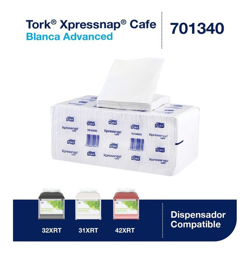 Imagen 3 de 4 de Tork Xpressnap® Café Blanca Advanced 12 Paq / 500 Pzs