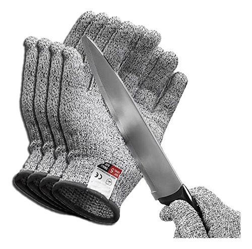 2 Pairs Cut Resistant Gloves Food Grade Level 5 Protect...