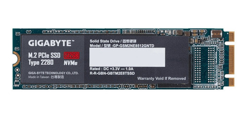 Imagen 2 de 3 de Disco Sólido Ssd Gigabyte Nvme M.2 2280 512gb Interno