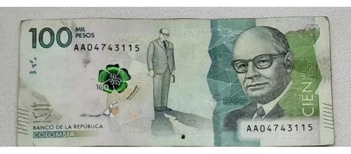 Billetes Colombia 100mil Pesos Series Aa0 2014