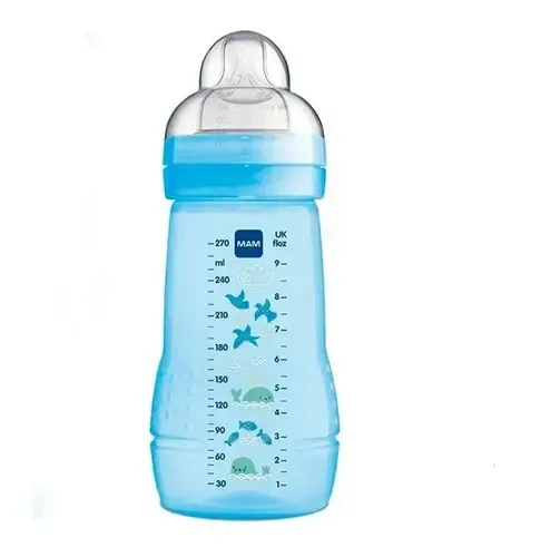 Mamadeira Easy Active Bico 2m+ Azul 270ml - Mam Animais