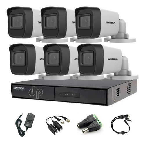 Kit Seguridad Hikvision Dvr 8ch + 6 Cámaras Hd Exterior +acc