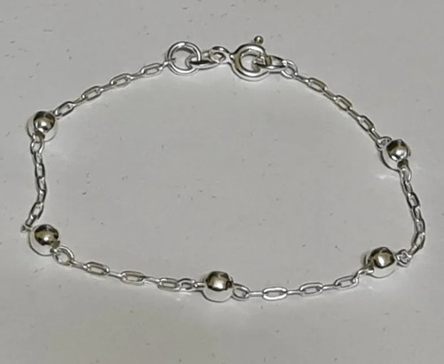 Pulseira Infantil Bolinha 3mm Prata 925 Legítima C/ Garantia