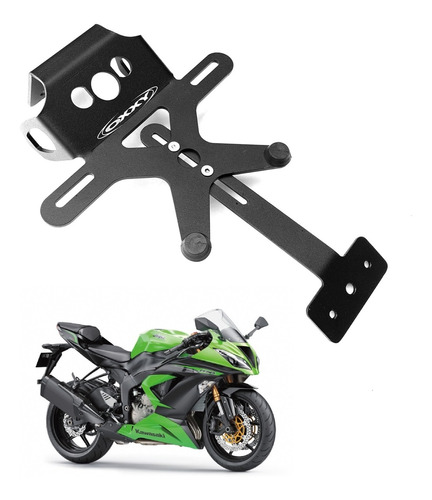 Suporte Placa Preto Oxxy Ninja Zx6r C/ Kit Parafusos Fixação