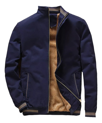 Chaqueta De Invierno A Rayas Para Hombre, Dobladillo Con For