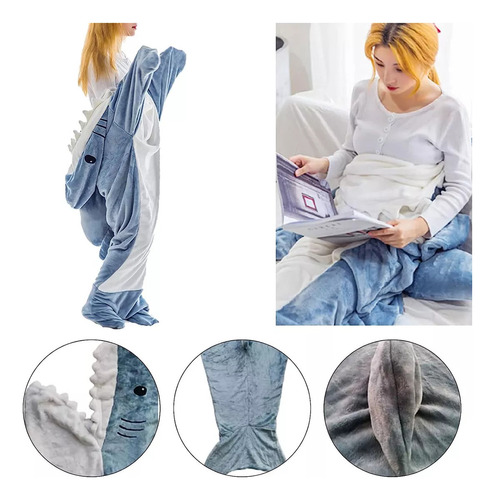 Bolsa De Dormir Cartoon Shark, Pijama, Cobertor, 210 X 90 Cm