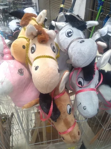 Caballo De Palo Para Ni as Y Ni os Con Cabeza De Peluche Cuotas