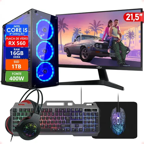 Pc Gamer I5 8 Ger 16gb Ssd 1tb Rx 560 Mon 21,5 Strong Tech