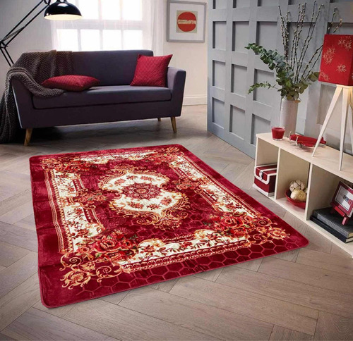 Alfombra Estilo Persa Suave 200x240 Bordo Plush Kreatex