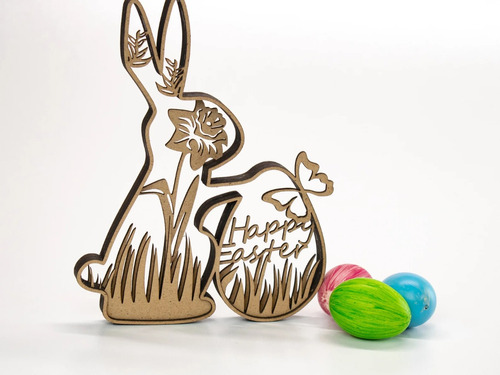 Decoracion Adorno Conejo De Pascua Huevo Jaedin En Madera