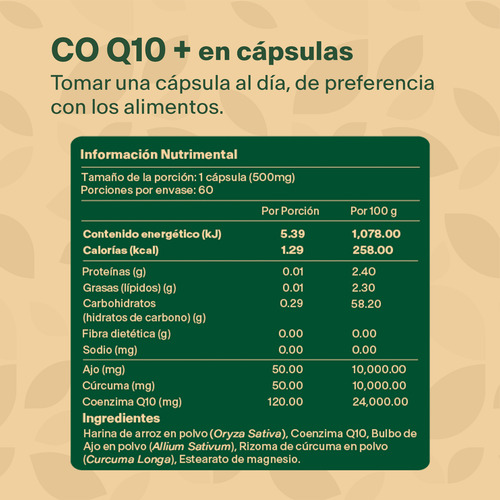 Coq10 Aborb + 60 Cápsulas. Suplemento A Base De Coenzima Q10